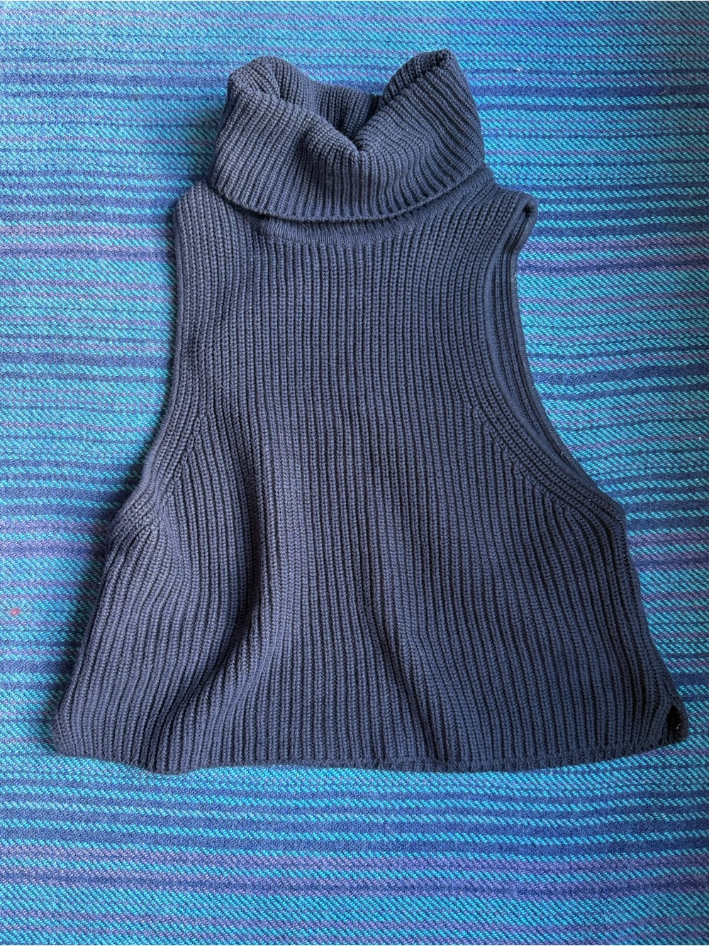 Organic Basics Ribbed Sleeveless Turtleneck - Navy